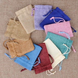 50Pcs/lot Fashion Drawstring Burlap bag Jute Gift Bags with Jewelry Packaging Wedding Bags with Candy Bag