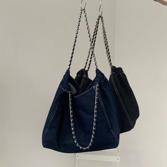 Drawstring Jeans Women Handbags Large Capacity Female Middle 