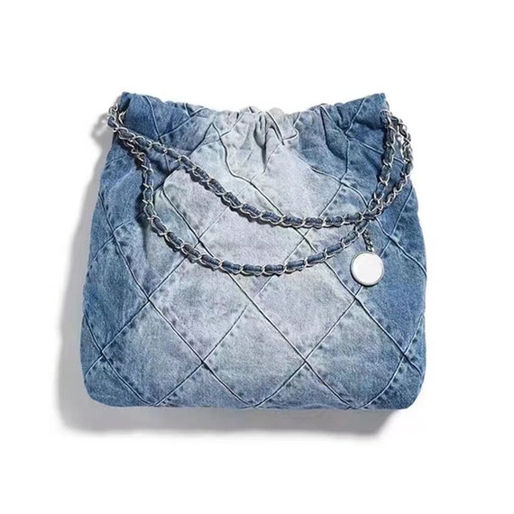 Louis Vuitton Vintage Monogram Denim Mini Pleaty Raye Blue Cotton Rank AB