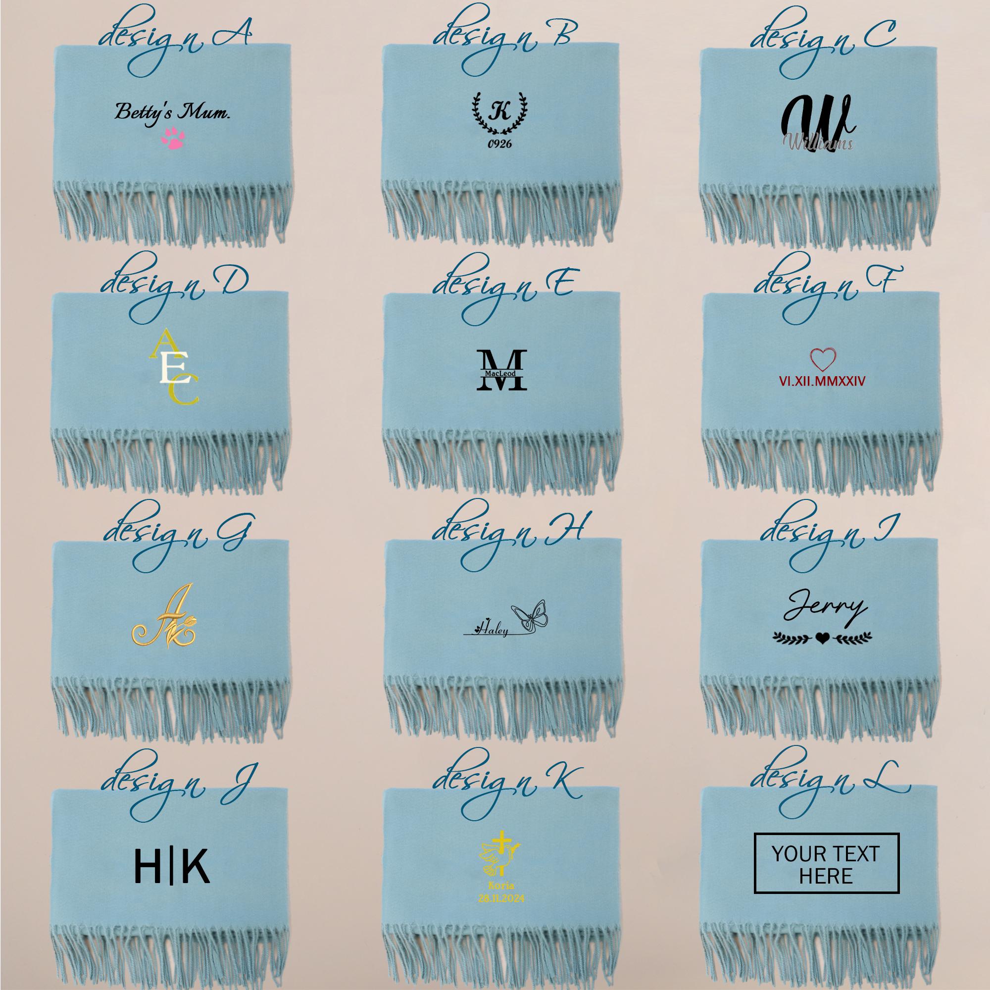 Personalised luxury scarf Winter Scarf Women Scarf Custom Christmas Scarf Embroidered Initial Scarf Wedding Scarf Gift Scarf 24111701