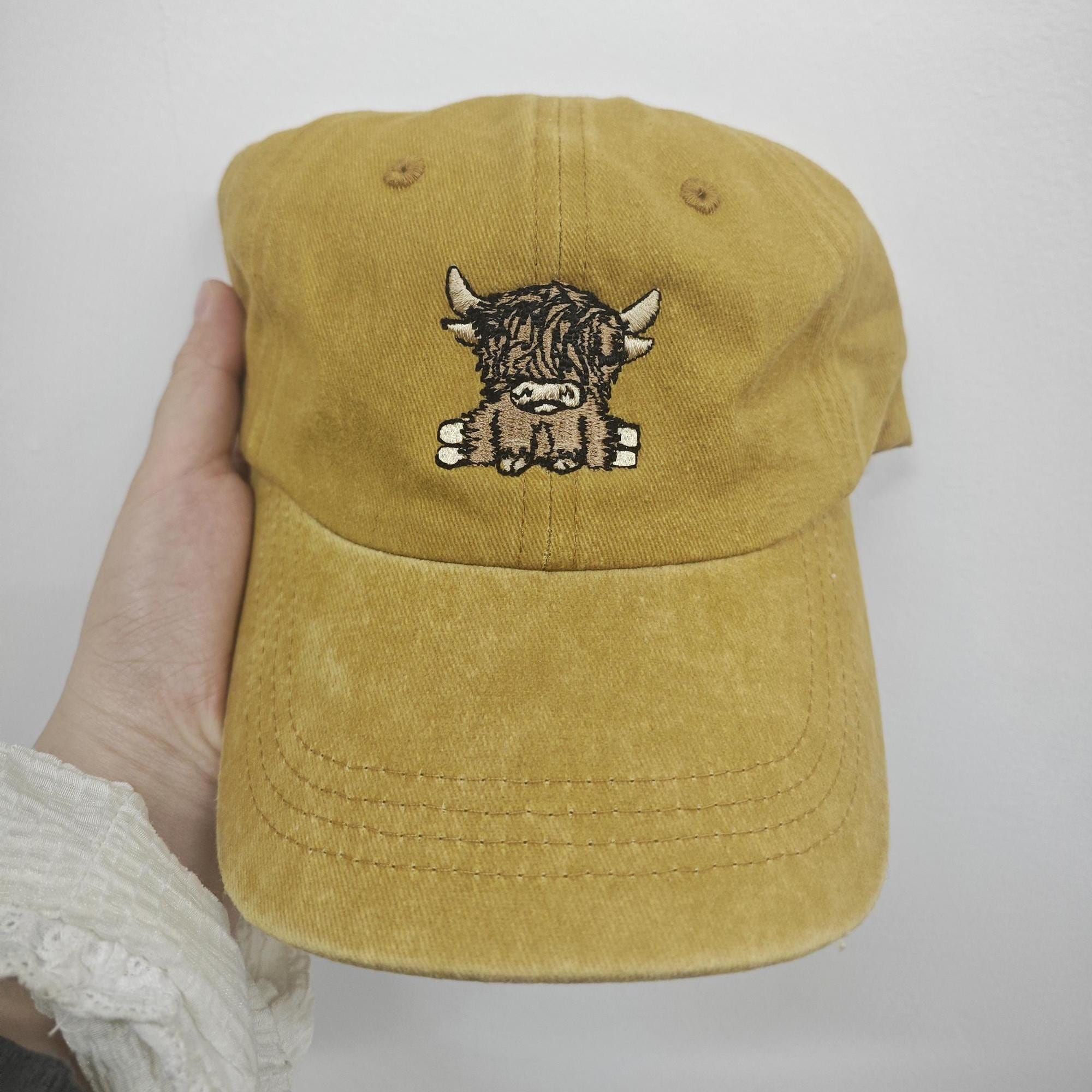 Cute Scottish Highland Cow Embroidered Hat, Highland Coo, Scotland, More Colours, Animal Farm, Embroidery,10 hats + free shipping 24101101