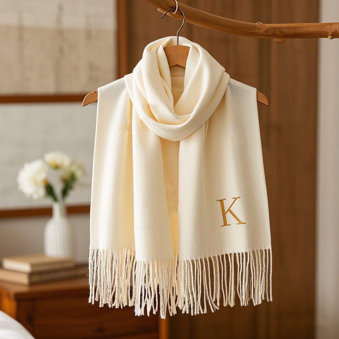Initial Scarf Personalised Luxury Scarf Women Scarf Custom Christmas Scarf ...