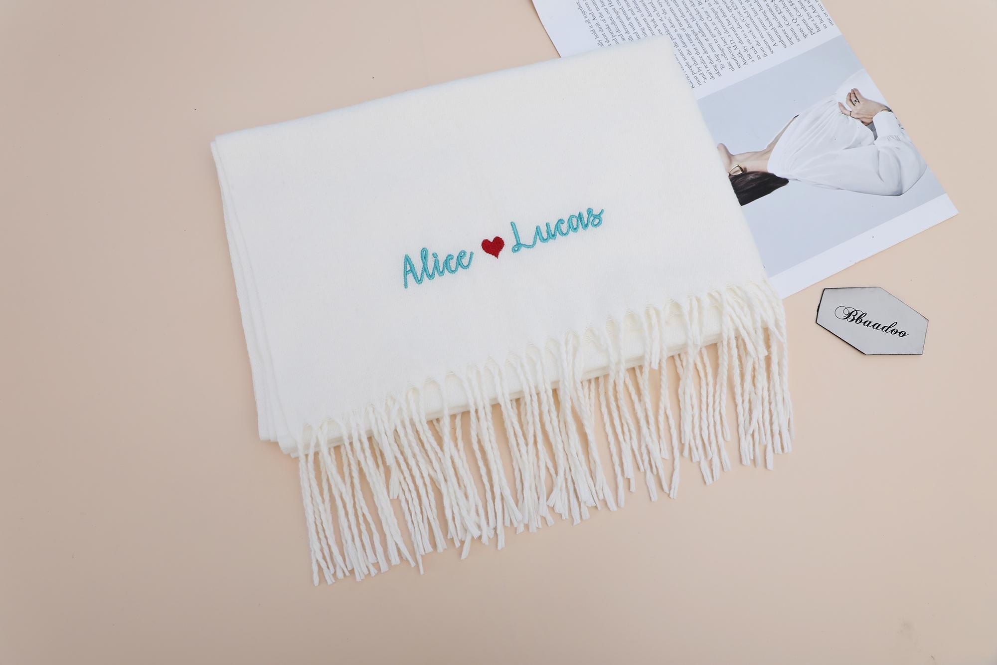 Personalised luxury scarf Winter Scarf Women Scarf Custom Christmas Scarf Embroidered Initial Scarf Wedding Scarf Gift Scarf 24111701