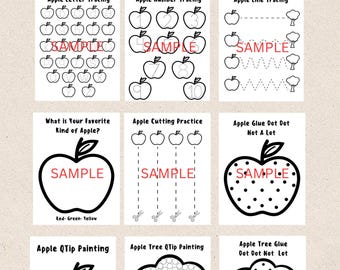 Apple Preschool Worksheets: Fine Motor Skills, Alphabet Tracing (PDF Download)