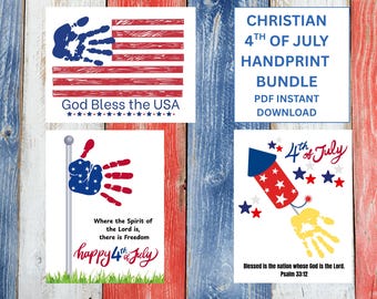 Christian bases Fourth of July handprint bundle digital download