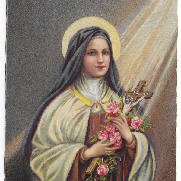 Religious Painting of St Therese of Lisieux - "The Little Flower of Jesus"  Unused Vintage Postcard