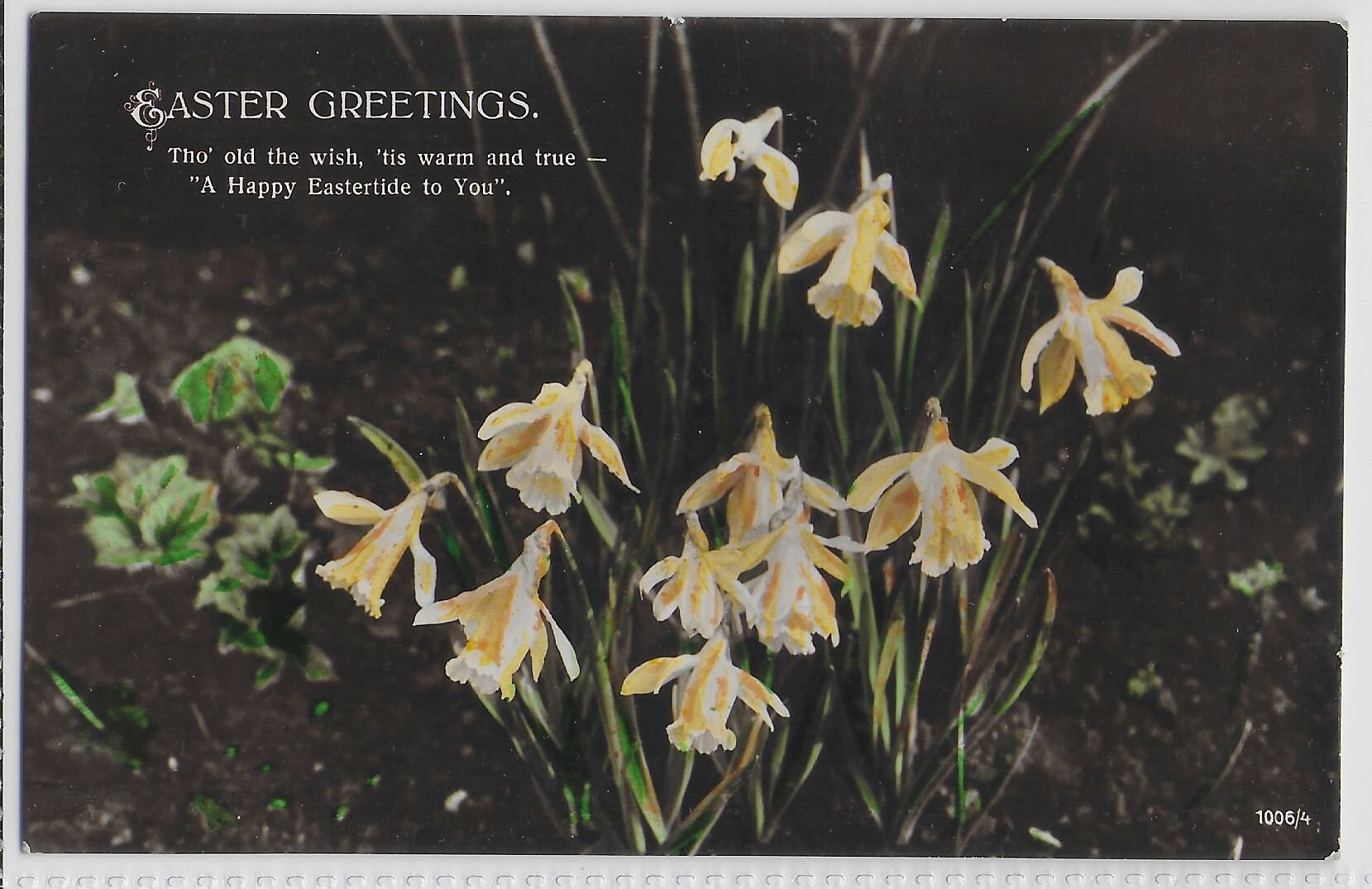 Image of 1929 - Easter Wish With Verse Vintage Floral Postcard