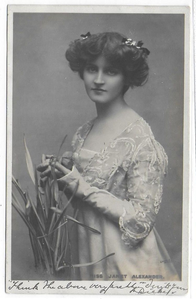 Image of 1904 - Actress Miss Janet Alexander Photo Portrait Vintage Postcard Written & Posted 25 Aug