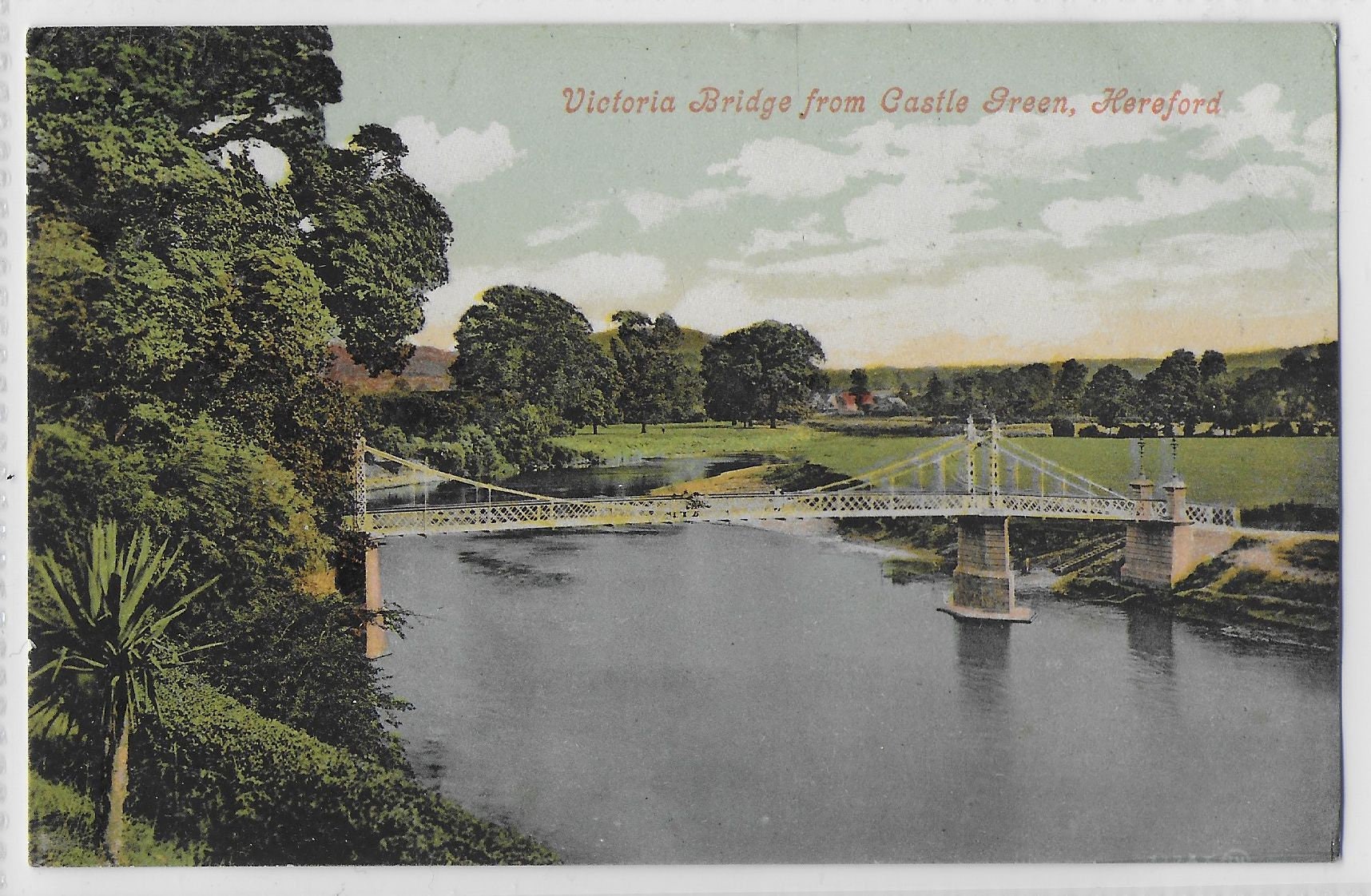 Image of 1908 - Victoria Bridge From Castle Green Hereford Vintage Postcard
