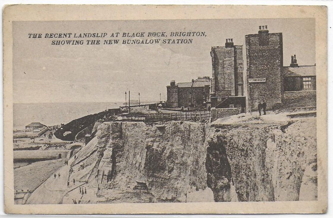 Image of 1911 Black Rock Brighton, East Sussex - Landslip Showing The New Bungalow Vintage Postcard Unused