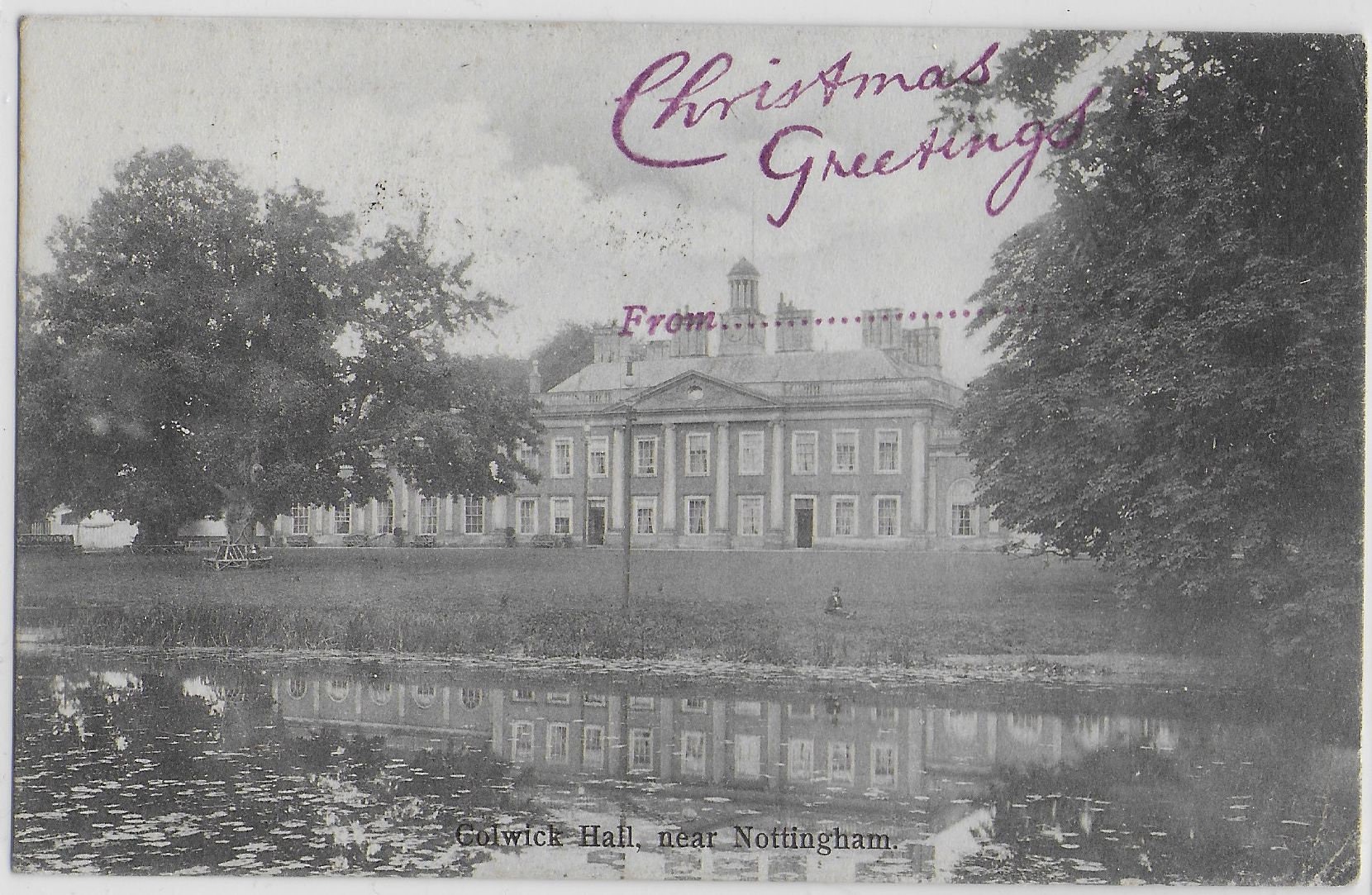 Image of 1905 Christmas Greetings From Colwich Hall Near Nottingham - Frith's Vintage Postcard
