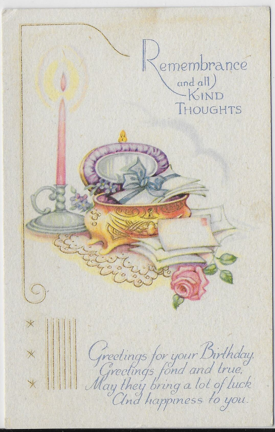 Image of Simple Vintage Birthday Postcard