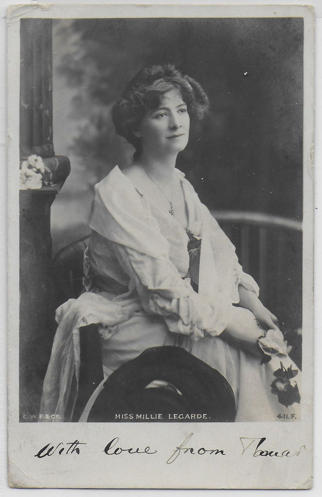 Image of 1904 - Actress Miss Millie Legarde Photo Portrait Vintage Postcard