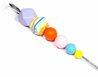 Cookie Scribe Tool Purple Marble Pink Orange Yellow Silicone Beads Full 6"