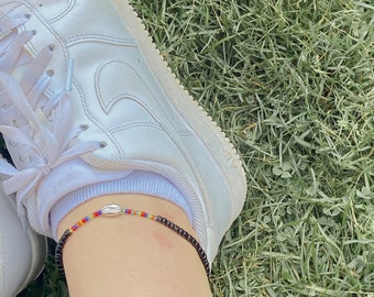 rainbow shell anklet