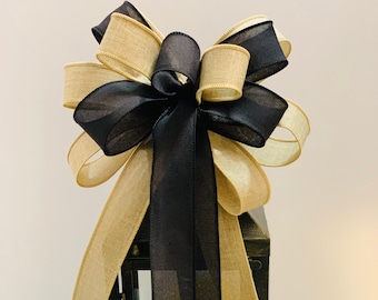 Burlap Wreath Bow, Rustic Bow, Farmhouse Decor, Burlap Bow, Black Burlap Bow, ATouchOfFaithShop