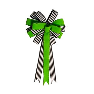 Black White Bow, St. Patrick’s Day Decor, Wreath Bows, Cabana Stripe Ribbon, Black White Decor, Porch Decor, ATouchOfFaithShop