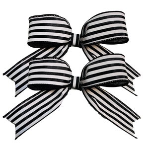 Small Bows for Lantern, Mini Bow Set, Black White Bow, Cabana Stripe Ribbon, Black White Decor, ATouchOfFaithShop