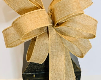 Burlap Wreath Bow, Rustic Bow, Farmhouse Decor, Burlap Bow, Natural Decoration, ATouchOfFaithShop