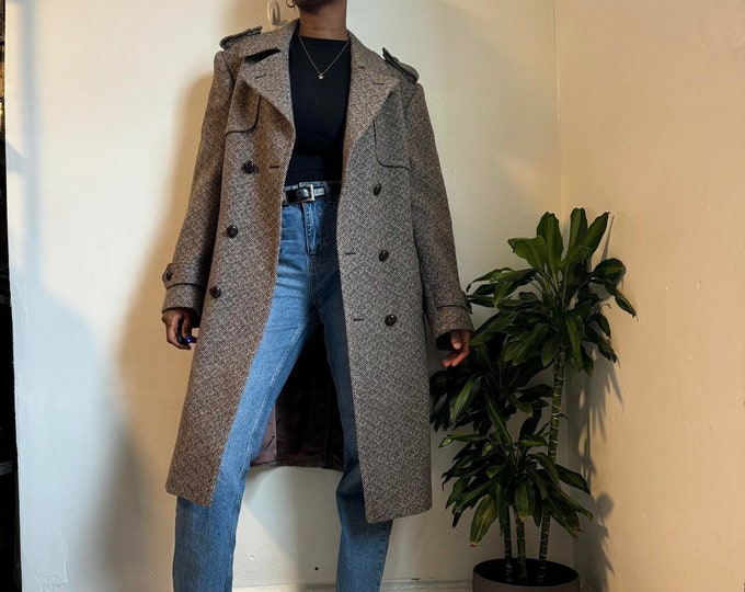 Vintage Oversized double-breasted academia preppy trench Coat