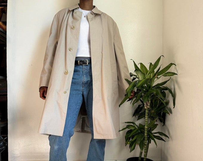 Vintage unisex oversized trench coat with faux fur detachable lining