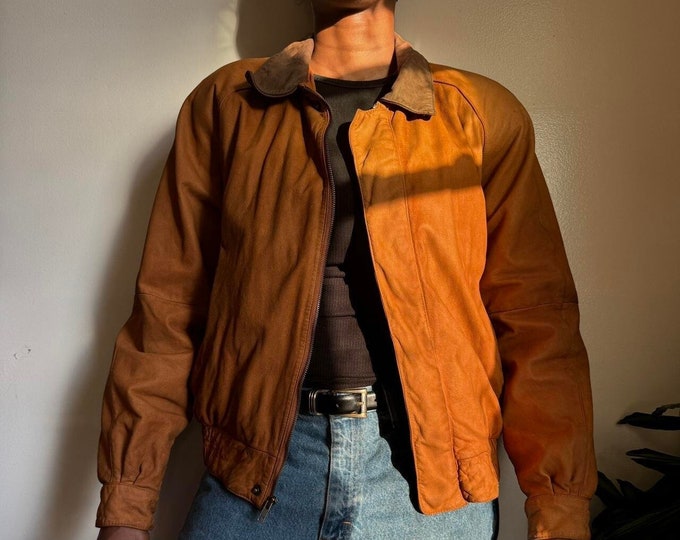 Vintage unisexe suede leather bomber jacket
