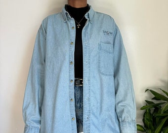 Vintage lightweight button down long sleeves denim shirt