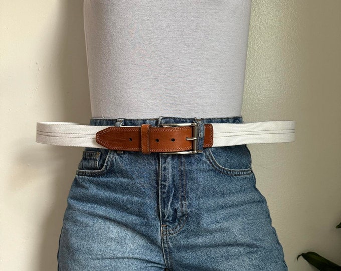 Vintage unisex brown and white Oxford belt