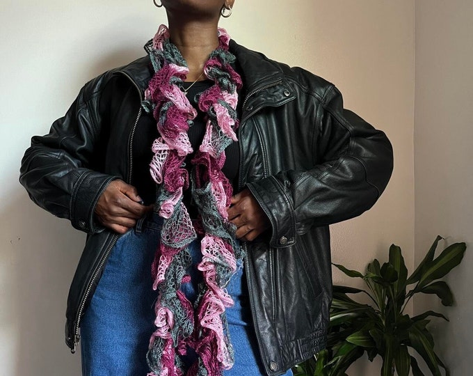 Crochet ruffle fluffy Scarf in multi color