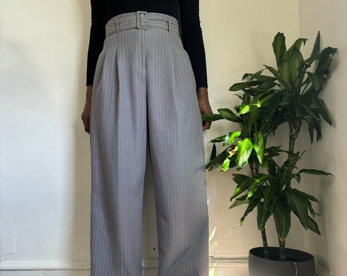 Classic High waist striped wide leg tailored pants