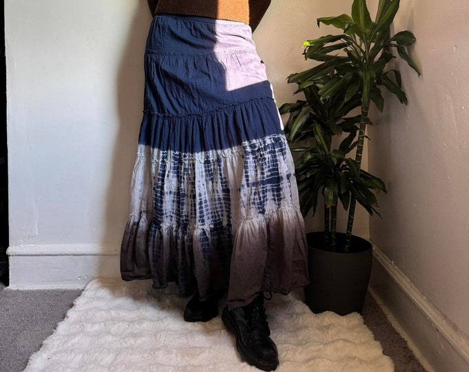 Boho Fairy ruffle maxi tie dye skirt