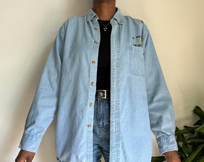Vintage lightweight button down long sleeves denim shirt