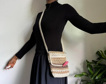 Vintage gebreide mini-schouder-/crossbodytas