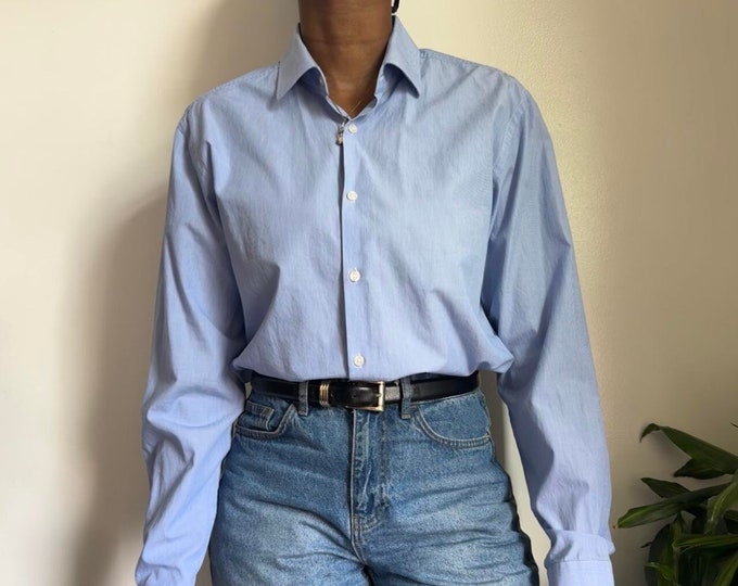 Vintage Minimalist lightweight striped button down long sleeves shirt
