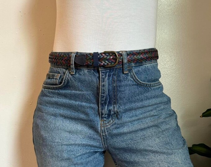 Vintage Classic Braided multi colored Bonded leather belt