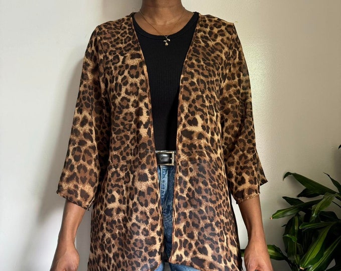 Vintage lightweight cheetah print See through Blouse Cardigan