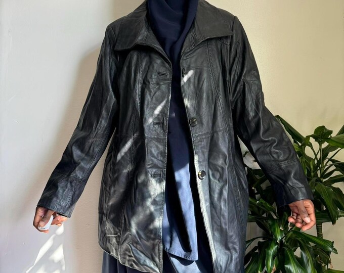 Vintage Oversized Black Grunge Whimsygoth Leather jacket size 3X