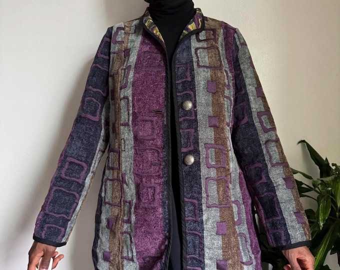 Vintage hippie long sleeves reversible kimono cardigan jacket size L