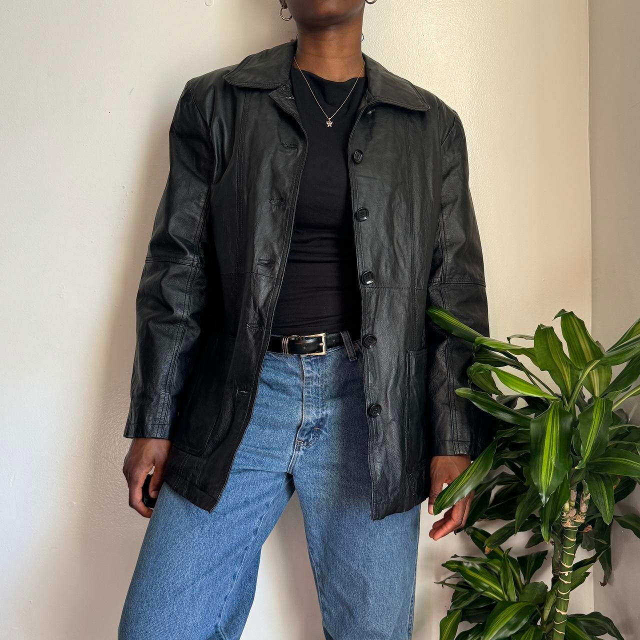 Vintage Leather Jacket in Black - Etsy Vintage Leather Jacket in Black - Etsy