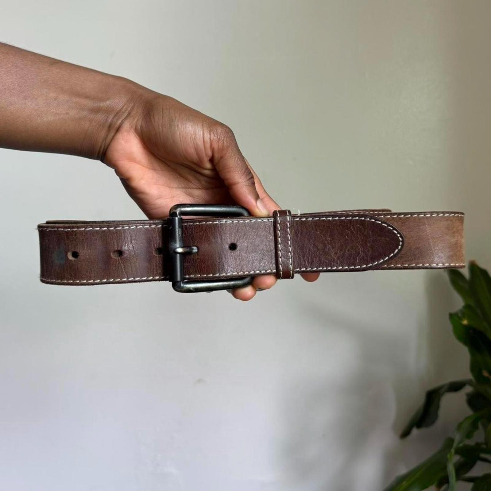 Vintage Unisex Distressed Boho Grunge Brown Genuine Leather  display picture 3