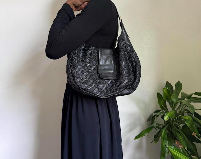 Vintage Calvin Klein woven coquette grunge black shoulder bag