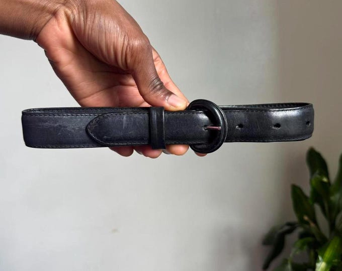 Vintage Royal Oak all Black leather belt size 34"