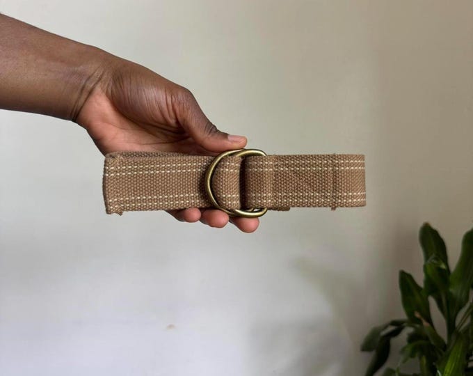 Vintage Tan and cream belt with adjustable buckle size 8