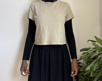 Beige/oatmeal Boxy Crop Tee size L fits S-M