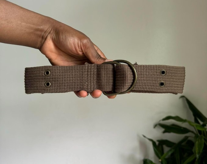 Woven Khaki Double D Ring Skater belt