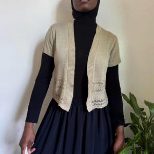Vintage Cream knit boho cardigan top size S