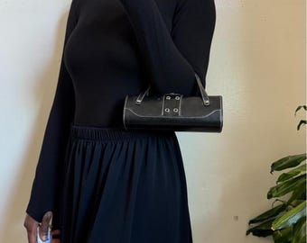 Y2K Cyber Grunge Barrel Mini Geldbörse schwarz