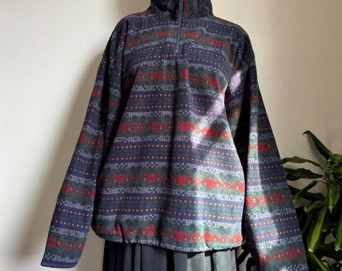 Vintage oversized quarter zip pullover gorpcore fleece sweater size XL