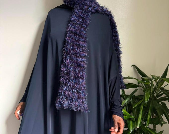 Fringe fluffy purple multicolored Scarf