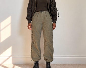 Y2K grunge Corduroy Cargo Parachute Pants size M